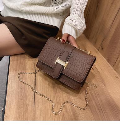 China 2021 Wholesale 2021 Fashion Stone Grain Stone Lady Handbag Retro Mini Leather Handbag Lady Shoulder Messenger Bag With Chain for sale