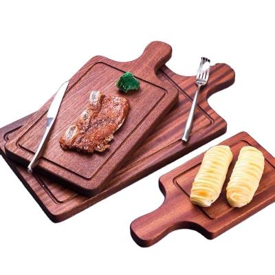 China Viable Natural Color Cutting Plate Wood Steak Wood Cutting Board for sale