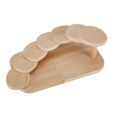 China Sustainable Hand Sushi Roll Stand Spiral Wooden Sushi Display Stand Oval Seven Steps for sale