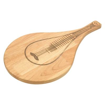 China Modern High Quality Natural Creative Pipa Shaped Wooden Tray Food Serving Plate for sale