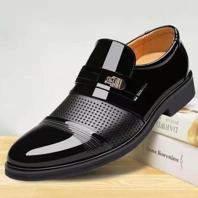 China 2022 new business dress anti-slip leather shoes for men's large size perforated shoes for men with bright outdoor shoes for sale