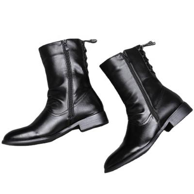 China Durable English Tip Inside Thigh Soft High Top Korean Style Boots New Trend High Leather Men's Shoes for sale