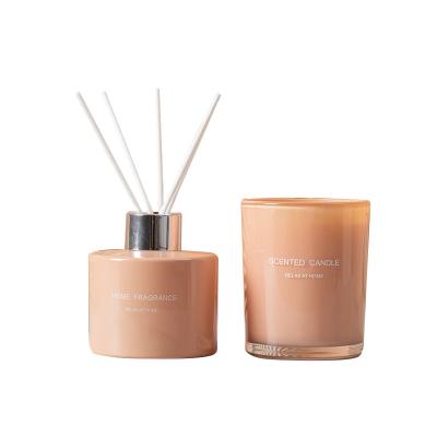 China Custom Luxury Gift Scented Set Natural Air Freshener Plants Reed Diffuser Glass Scented Candles for sale