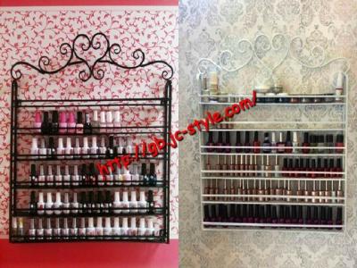 China Single sided promotion nail salon accessory/wall mounted nail polish display rack with roller/nail enamel storage rack for sale