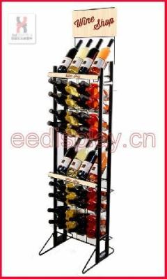 China (40 bottles tower with 8 feature bottles) single sided metal wine display rack/stand for sale