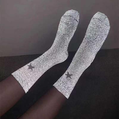 China Wholesale Breathable Shiny Compression Sports Night Street Custom Reflective Socks for sale