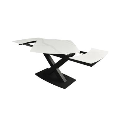 China Office Foldable White Steel Marble Top Square Porcelain Ceramic Tile Base Center Foldable Coffee Table for sale