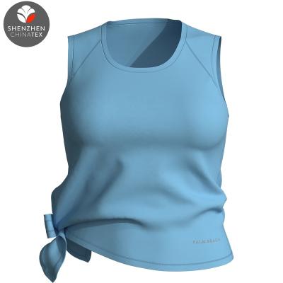 China OEM crop QUICK DRY fashionable tank top for women quick dry recycle clothing side bow tie design cut back yoga athletic sports vest for sale