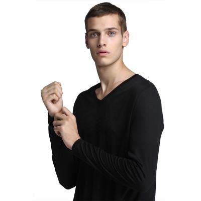 China Ronald Lee Mens V-Neck Recycled Polyester Sustainable Running Recycle Clothes Long Sleeve Youth Casual 120 Gsm Tee Shirts for sale