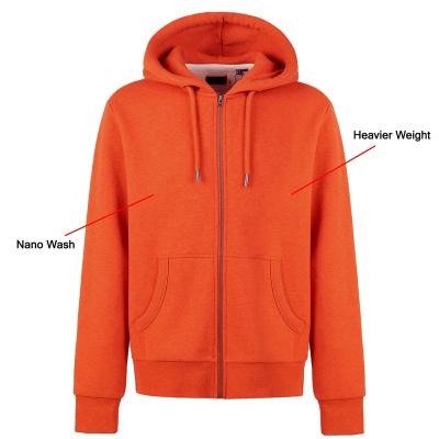 China OEM Breathable Full Zip Up Heavy Nano Washed Hoodie Well Swept Back Casual Cotton Fleece Jacket And Sport Sweatshirt for sale