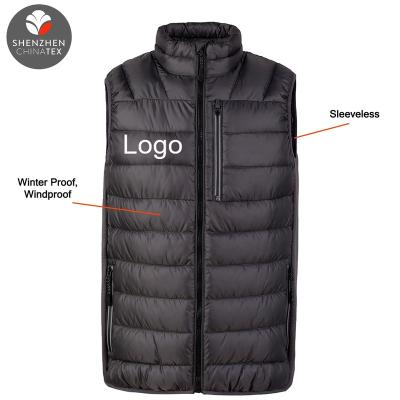 China Sleeveless Puff Vest Autumn Winter Anti-pilling Bomber Jacket Duty Men's Anorak Vest Body Warmer Stand Collar High Quality Cardigan for sale