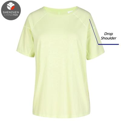 China Wholesale Breathable Drop Shoulder Ventilated Casual Short Back O-Neck And Sport Girl T-shirts Fashion Fit Blank T-shirts For Women for sale