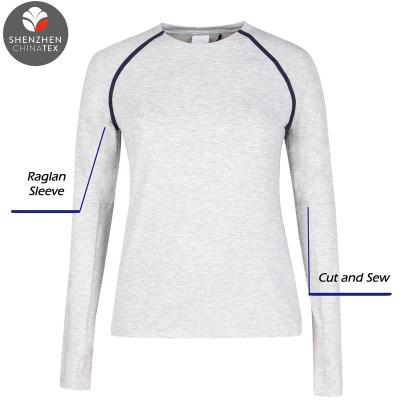 China Breathable New Style Soft Hand Feel Bonded Collar Autumn Sport Long Sleeve Slim Heat Fit Custom T Shirt Women T-shirts For Women for sale