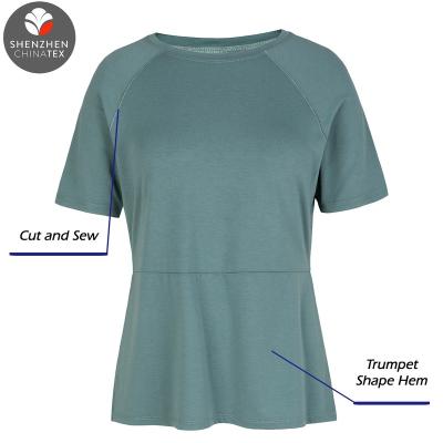 China OEM Breathable Fashionable Hollow Out Back Quick Dry Ladies Super Soft Touch Knit Top Short Sleeve Dress T-Shirts For Women for sale