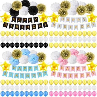 China Hot Sale Party Decoration Gold Letter Happy Birthday Banner Star Foil Balloon Birthday Party Supplies Mixed Paper Flower Color Latex Balloon for sale