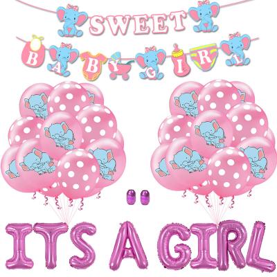 China Latex Gender Reveal Party Supplies Sweet Boy/Girl Banner Foil Balloons Baby Show Decorations Elephant Confetti Balloon for sale