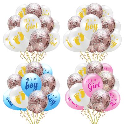 China Birthday Party Baby Party Decoration It's A Girl It's A Boy Printed Latex Balloons 12 Inch Gold Glitter Balloons Balloons Kids Party Supplies for sale