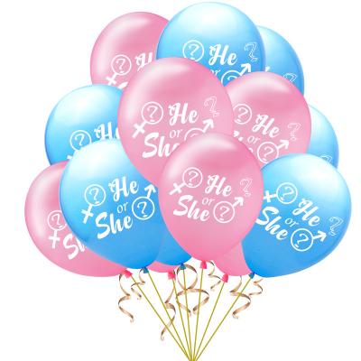 China Birthday Party Baby Shower Decoration Gender Reveal Balloons Party Decorations 12 Inch He or She Printed Girl or Boy Latex Balloon for sale