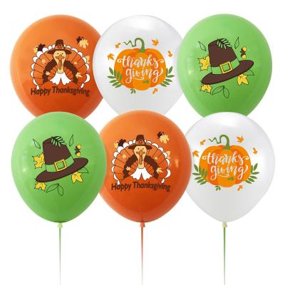 China Bulk Thanksgiving Party Amazon Sale Thanksgiving Balloon Party Decoration Turkey Pumpkin Maple Leaf Printed Latex Balloon for sale