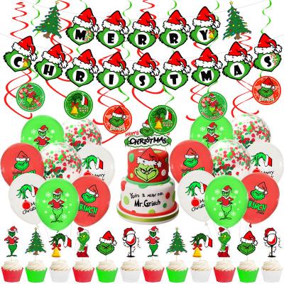 China Latex Grimm's Fairy Tale Theme Christmas Party Decorations Cartoon Balloons Merry Christmas Banner Spiral Ornament with Cake Topper for sale