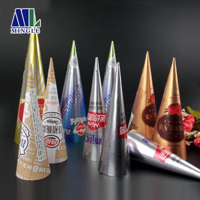 China Long Paper+alumium Shape Ice Cream Cone Sleeve Ice Cream Paper Cup for sale