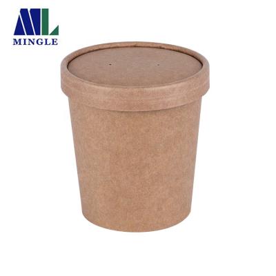 China Disposable Disposable Food Packaging Take Away Quick White And Brown Soup Cup Food Wrapping Paper Soup Cup for sale