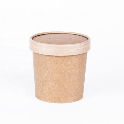 China Disposable Eco-friendly Kraft Paper Soup Cup With Paper Lid Take Away Boxes And Food Cup for sale