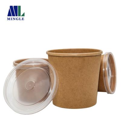 China Disposable Reusable Reusable Kraft Paper Cup Soup Cup Container Wrapping Paper Hot Drinking Tub for sale