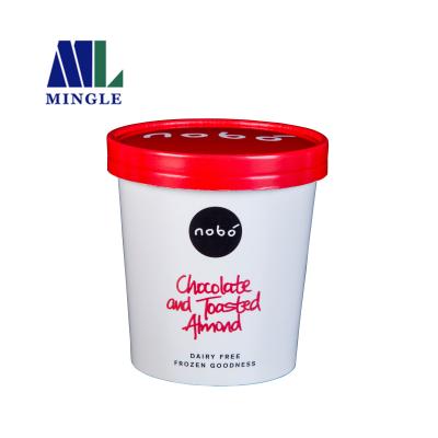 China Disposable White Paper Cup Disposable Ice Cream Lid And Spoon Custom Logo Printed for sale