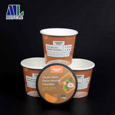 China Disposable PP Ice Cream Paper Container Ice Cream Cups With PP Lid And Spoon for sale