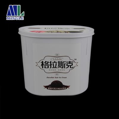 China Disposable 211oz 6L Customized Printed Disposable Oval Plastic Ice Cream Bucket With Lids for sale