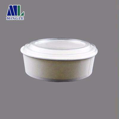 China Disposable bowl+PET paper lid take away salad paper bowl with plastic lid for fast food for sale