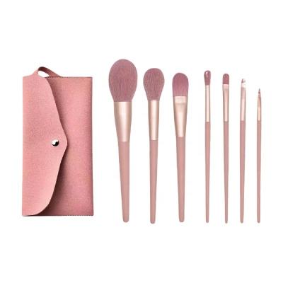 China Soft Powder Blush Eyeshadow Brush Kit de beleza com 7 peças Nude Pink Makeup Brush Set à venda