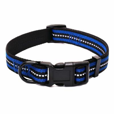 China Double Bands Soft Nylon Dog Collar Reflective Pet Collar Customized Dog Collar for sale