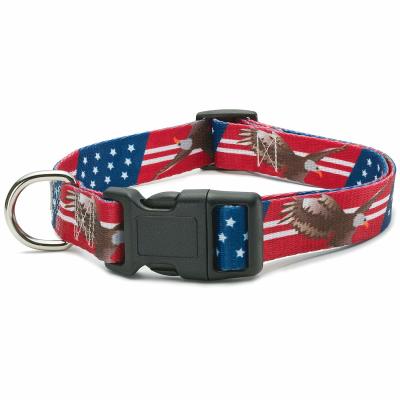 China All Seasons Polyester Dog Collar Buckle Type Customized American Flag Design for sale