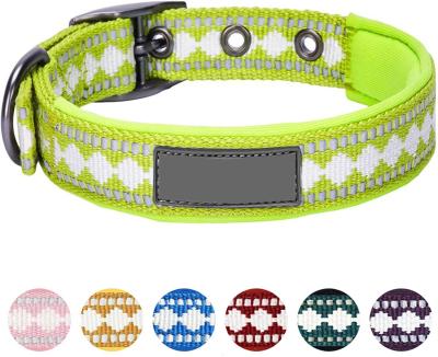 China High Safety Soft Nylon Dog Collar 3M Reflective Jacquard Neoprene Padded for sale