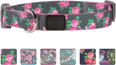 China Polyester Webbing Soft Nylon Dog Collar , Garden Pattern Cute Puppy Collars for sale