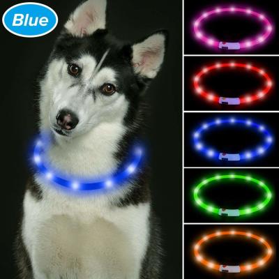 China Cuttable LED Hundehalsring TPU USB wieder aufladbar, reflektierende Farben LED des Hundehalsring-6 verfügbar zu verkaufen