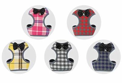 China Pet Dog Cat Plaid Bowtie Harness Vest Escape-proof XS Harnesses for Puppy & Kitten for sale