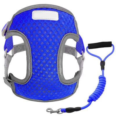 China Rustless Sturdy Small Dog Harness And Leash Set Breathable Soft Air Mesh Vest for sale