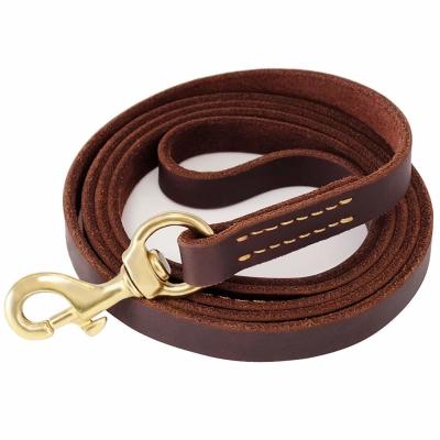 China 6 Feet Genuine Handmade Dog Leather Leashes No Slip for sale