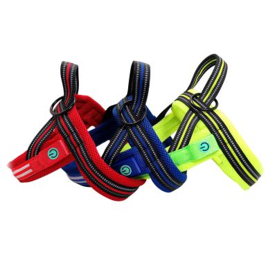 China Double Fiber Nylon Mesh Flashing LED Dog Harness , Illuminated Dog Harness Vest for sale