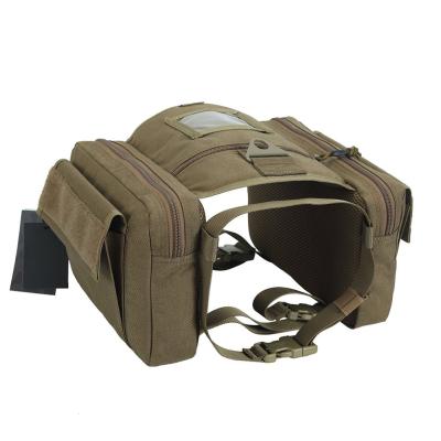 China Camping Hiking Nylon Dog Harness Backpack Militar Saddle Bag For Medium / Large Size for sale