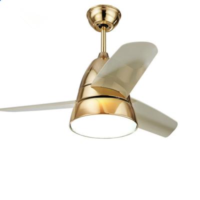 China Golden Color Metal Flush Mount Ceiling Fan Light With Plastic Three Blade for sale