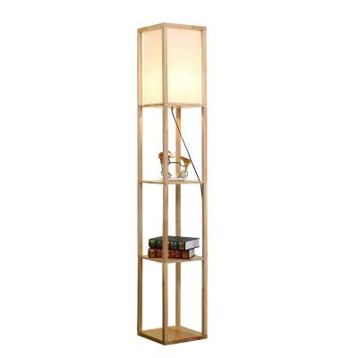 China Modern Classic Wood Base Metal Shade Adjustment Shelf Indoor Floor Lamp for sale