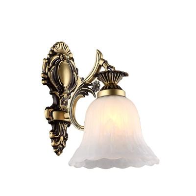 China Outdoor Brass Ring Modern Fancy Cover Glass Nordic Style Palace Wall Lamp for sale