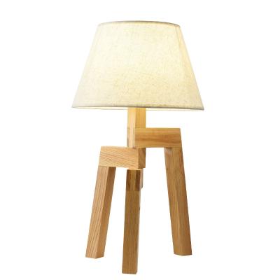 China Modern European Style Simple Design Picture Frame Cloth Lamp Shade Intellectual Resources Wooden Desk Lamp for sale