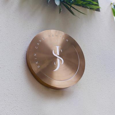 China Custom Light Box OEM ODM Round Brushed Rose Gold Signage Light Box Street Door Number Sign Marquee Backlit Electroplating Letters for sale