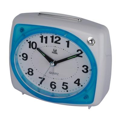 China Minimalist high quality non ticking analog alarm clock with nightlight and nap light and simple color to set clocks, battery operated, for sale