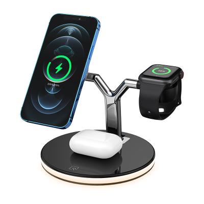 China GTIMLMC Safe Convenient 4 in 1 Wireless Charger Stand 3 in 1 Magnetic Charging Dock for iPhone 12 Chargers Dock for Smart Watch with Lamp for sale